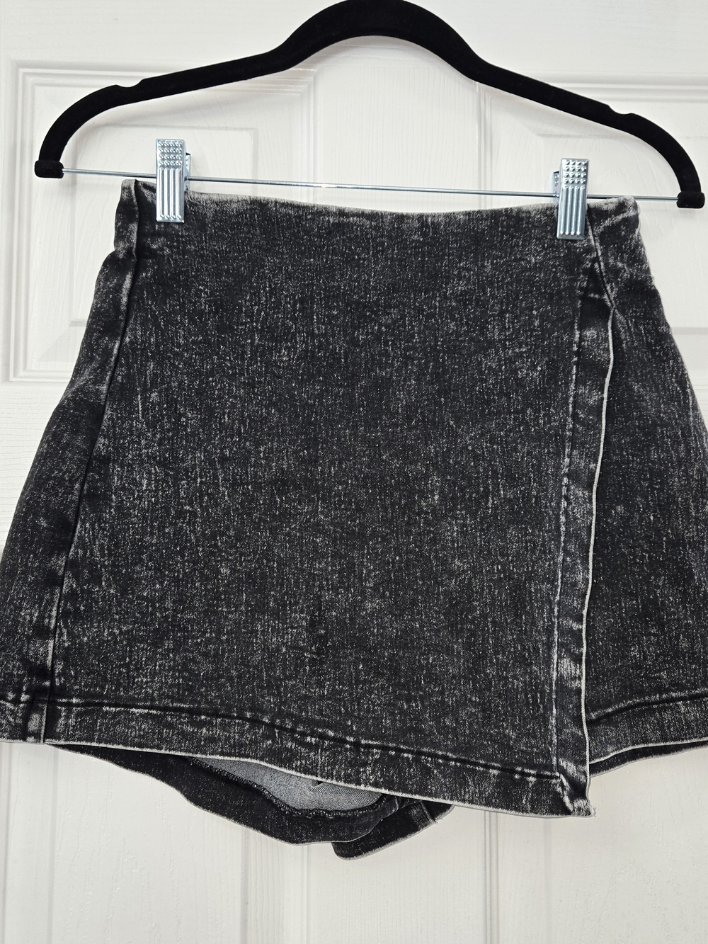 Flying Tomato Black Acid Wash Denim Wrap Skort Small High Waist festival 90s